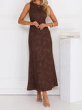 Damen Elegantes Maxikleid mit floralen Spitzenapplikationen Shopnory