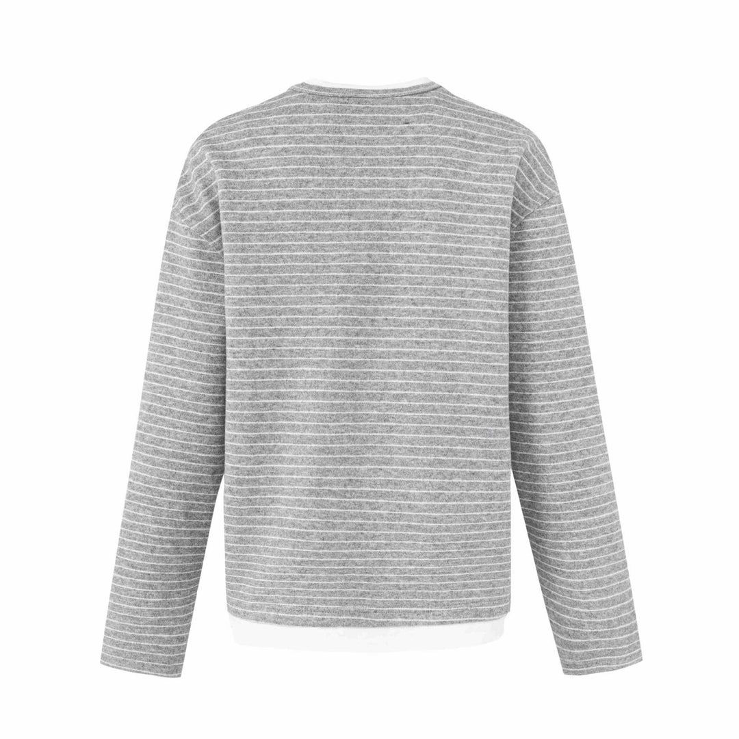 Damen Gestreiftes Langarm-Henley-Shirt mit Knopfleiste und Lagenlook Shop Nory