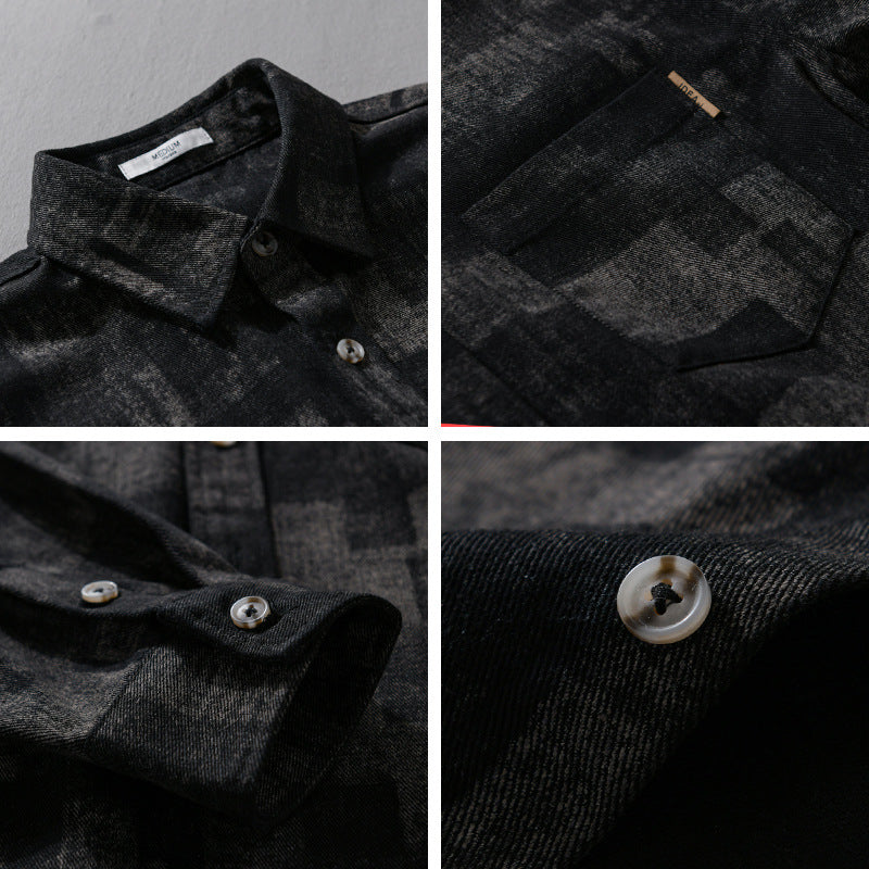 Herren Strukturiertes Hemdjacke-Overshirt aus Baumwollmischung mit geometrischem Print Shop Nory
