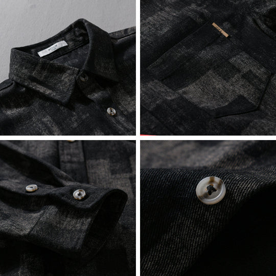 Herren Strukturiertes Hemdjacke-Overshirt aus Baumwollmischung mit geometrischem Print Shop Nory