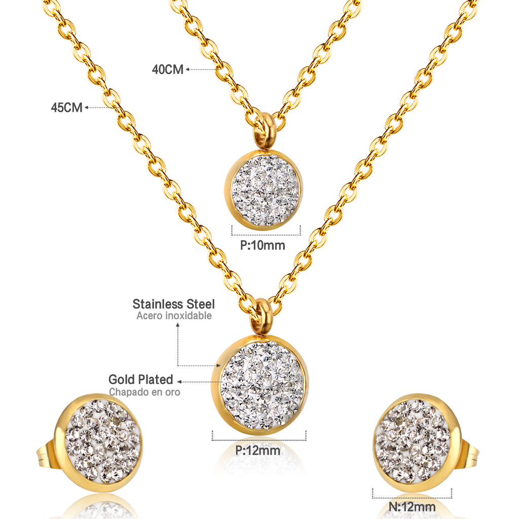 Damen Schmuckset mit funkelndem Kristallanhänger und passenden Ohrsteckern Shop Nory