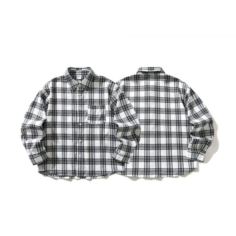 Unisex Oversize kariertes Flanell-Overshirt mit Hemdkragen und Brusttasche Shop Nory