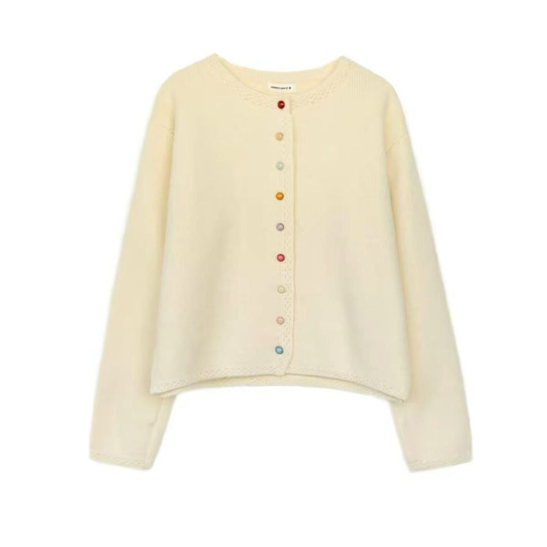 Damen Verspielte Strickjacke mit bunten Knöpfen Shop Nory