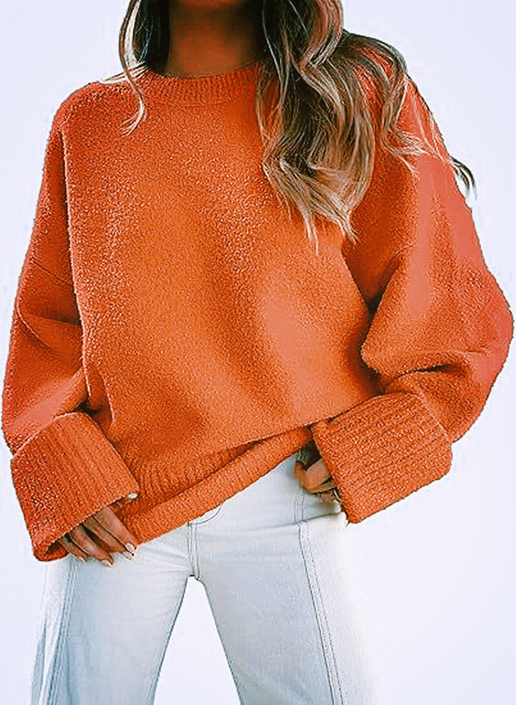 Damen Oversize Bouclé-Strickpullover mit überschnittener Schulter und breiten Bündchen Shop Nory