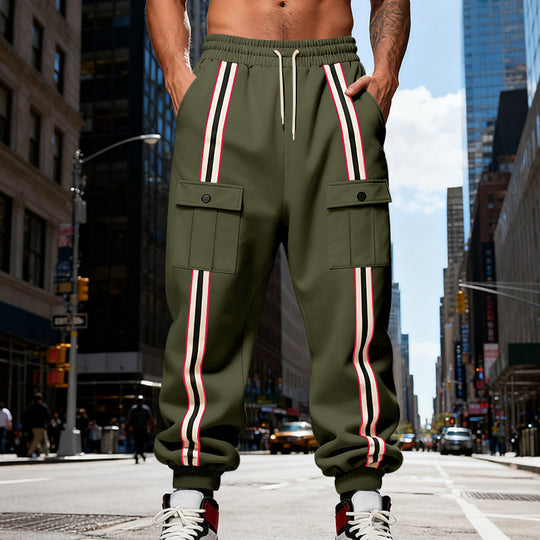 Herren Cargo-Jogginghose im Urban-Streetwear-Look mit Kontraststreifen und Klappentaschen Shop Nory