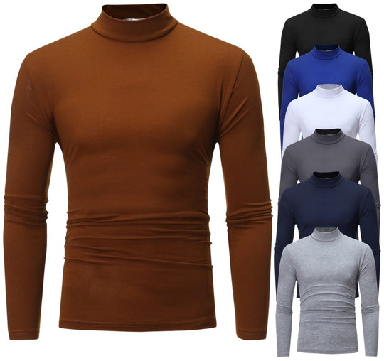 Herren tailliertes Langarm-Stehkragen-Shirt aus Stretchjersey Shop Nory