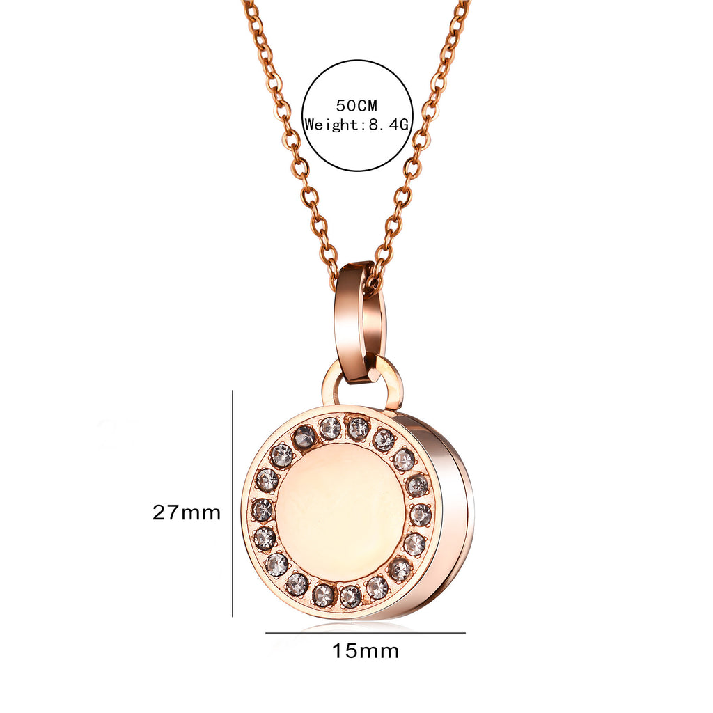 Damen Halskette mit runder Medaillon-Anhänger und funkelnden Kristallen Shop Nory