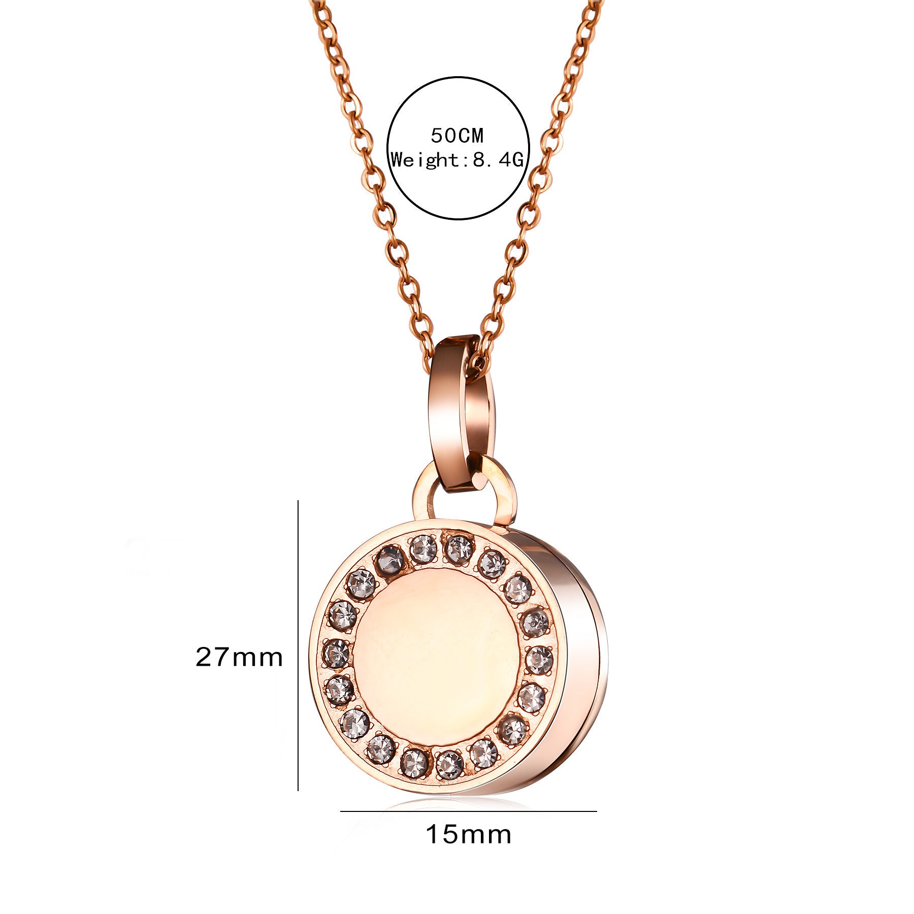 Damen Halskette mit runder Medaillon-Anhänger und funkelnden Kristallen Shop Nory