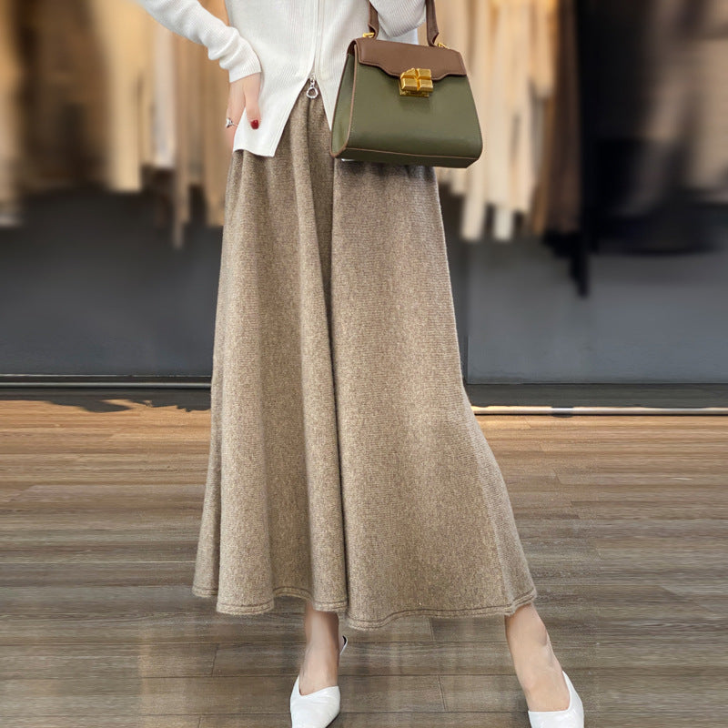 Damen Midirock aus gestricktem Wollmix mit ausgestellter A‑Linie Shop Nory
