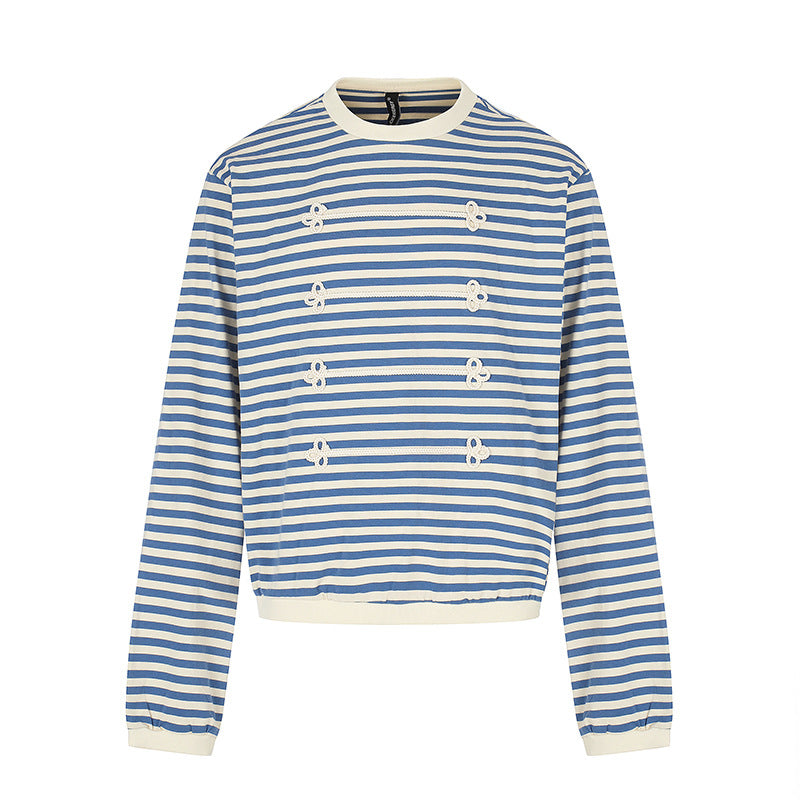 Damen Gestreiftes Sweatshirt mit maritimen Knotenapplikationen Shop Nory