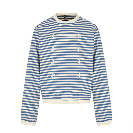 Damen Gestreiftes Sweatshirt mit maritimen Knotenapplikationen Shop Nory