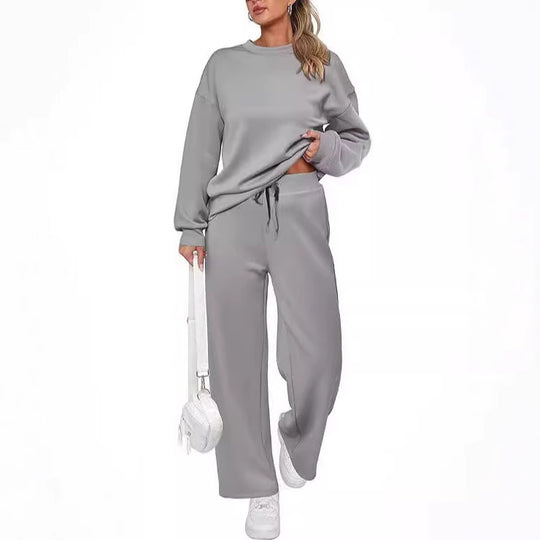 Damen nan zweiteiliges French-Terry Lounge-Set mit oversized Rundhals-Pullover und weitem Highwaist-Jogger Shop Nory