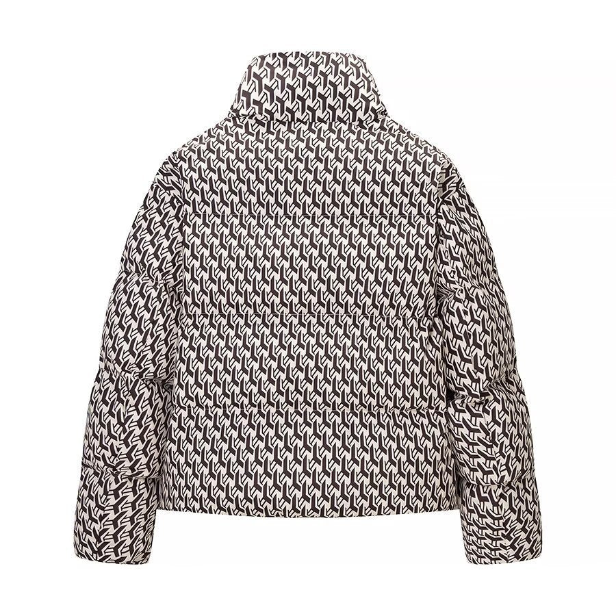Damen Steppjacke mit hohem Kragen und grafischem Jacquardmuster Shop Nory