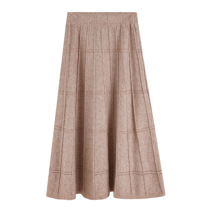 Damen Eleganter, plissierter Maxirock mit feiner Rippstruktur Shop Nory