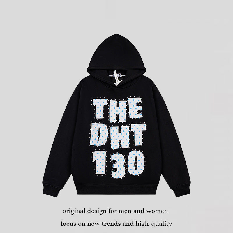 Unisex Oversize-Kapuzenpullover mit Statement-Print und Polka‑Dot-Applikation Shop Nory