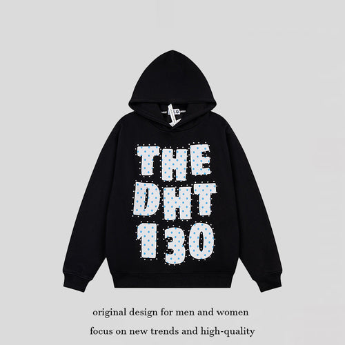 Unisex Oversize-Kapuzenpullover mit Statement-Print und Polka‑Dot-Applikation Shop Nory