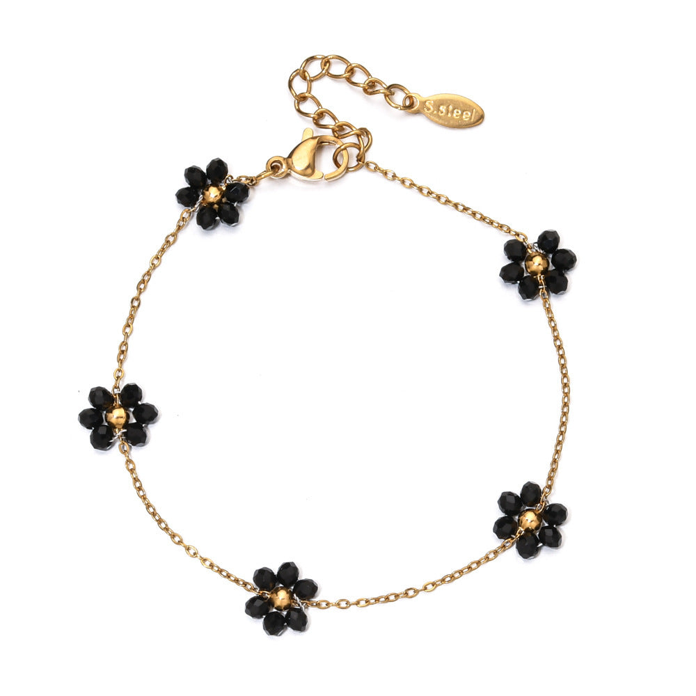 Damen zarte Halskette mit floralen Akzenten und goldfarbener Kettengestaltung Shop Nory