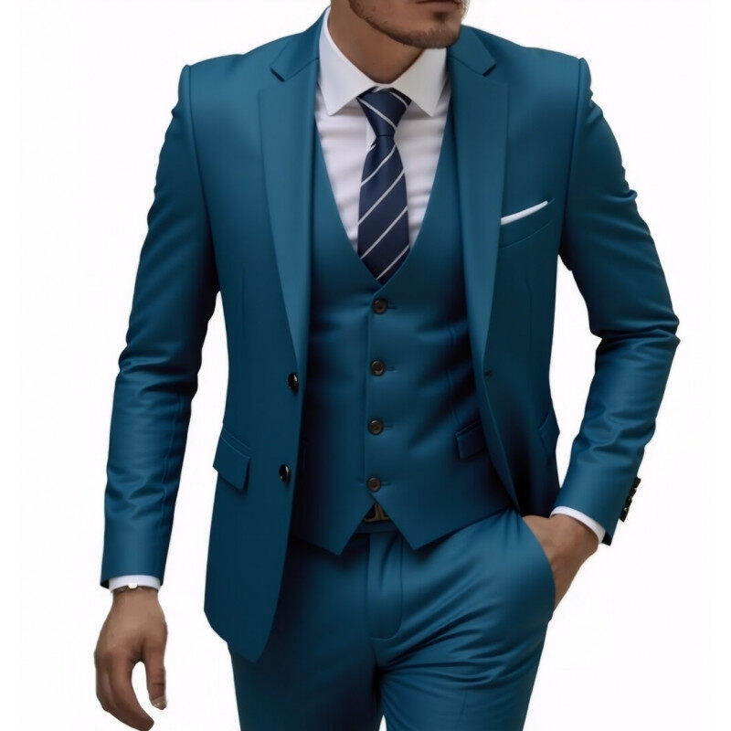 Herren nan dreiteiliges Slim-Fit Anzugset mit Weste, schmalem Revers und taillierter Silhouette