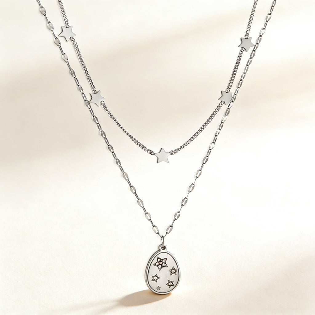 Damen mehrlagige Halskette mit Sternenanhängern und eleganter goldplattierter Oberfläche Shop Nory