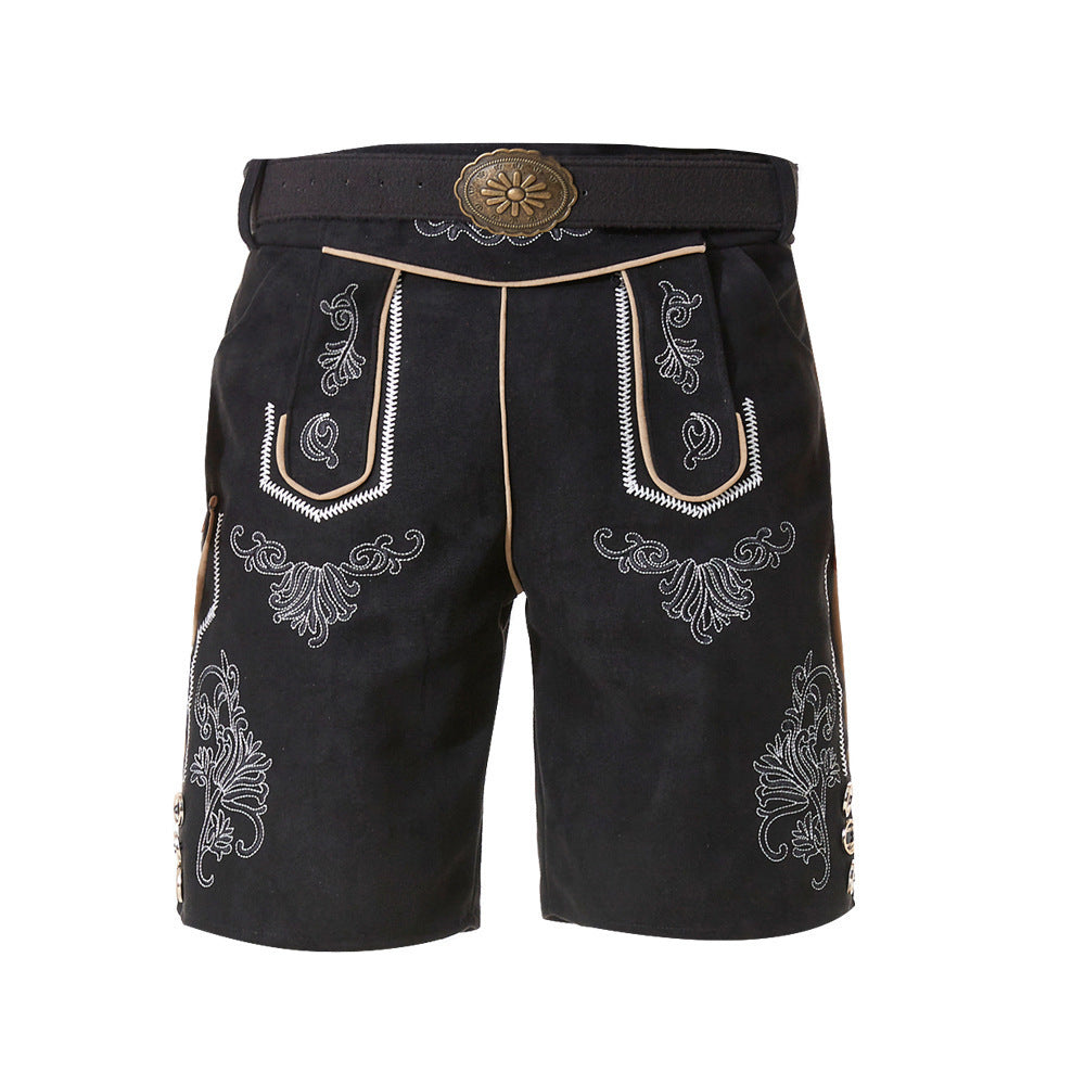 Herren nan kurze Trachtenlederhose mit filigranen Stickereien und Zierschnalle Shop Nory