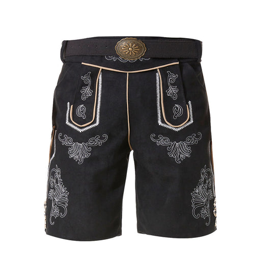 Herren nan kurze Trachtenlederhose mit filigranen Stickereien und Zierschnalle Shop Nory