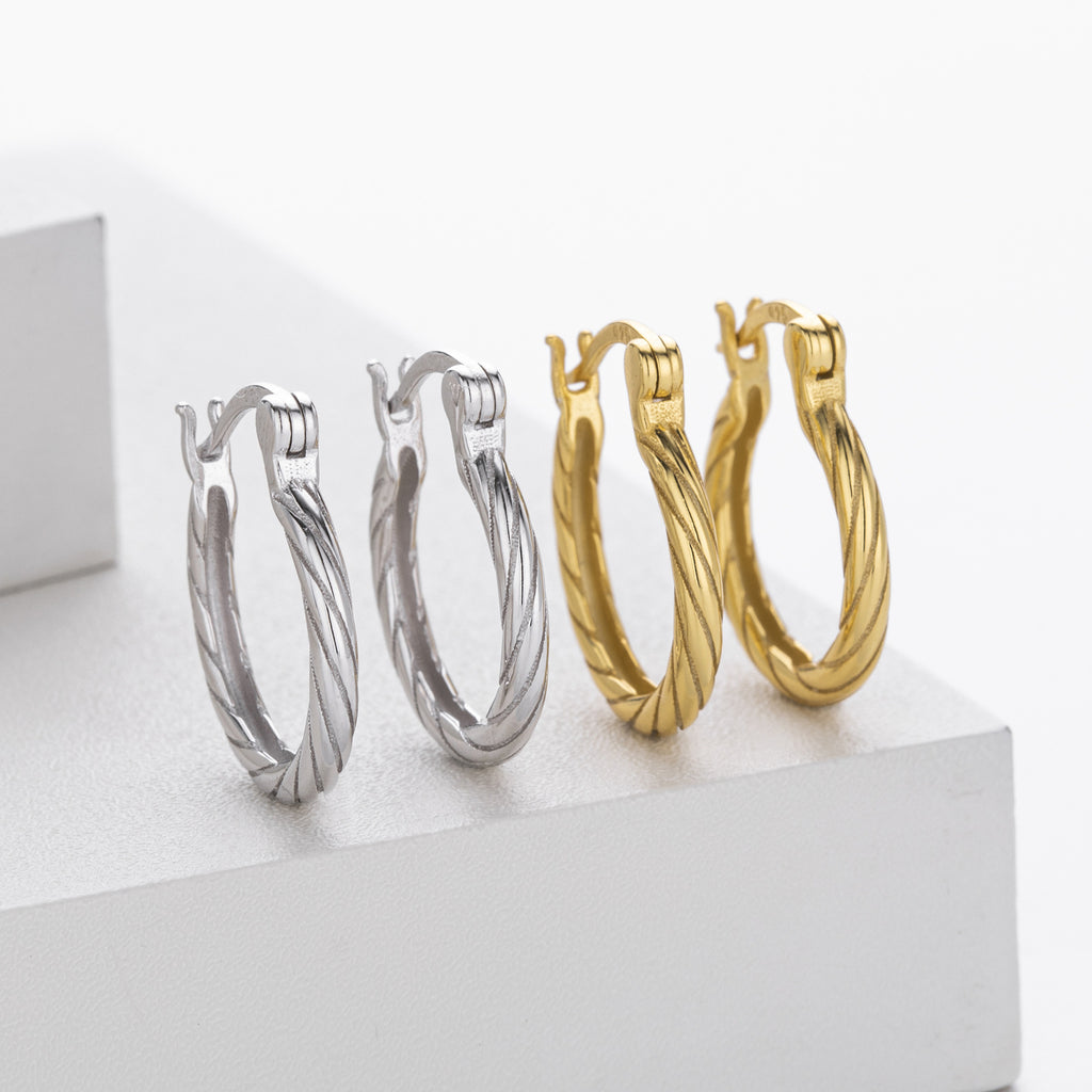 Damen Creolen mit luxuriösem Zopfmuster aus hochwertigem 925 Sterling Silber Shop Nory