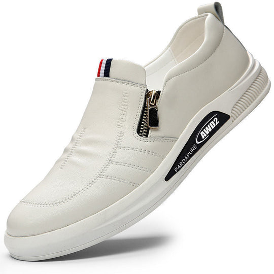 Herren Komfortable Slip-On Leder-Sneaker mit dezentem Reißverschluss und flexiblem Sohlenprofil