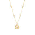 Damen elegante Halskette mit floralen Anhänger und funkelnden Kristaldetails Shop Nory
