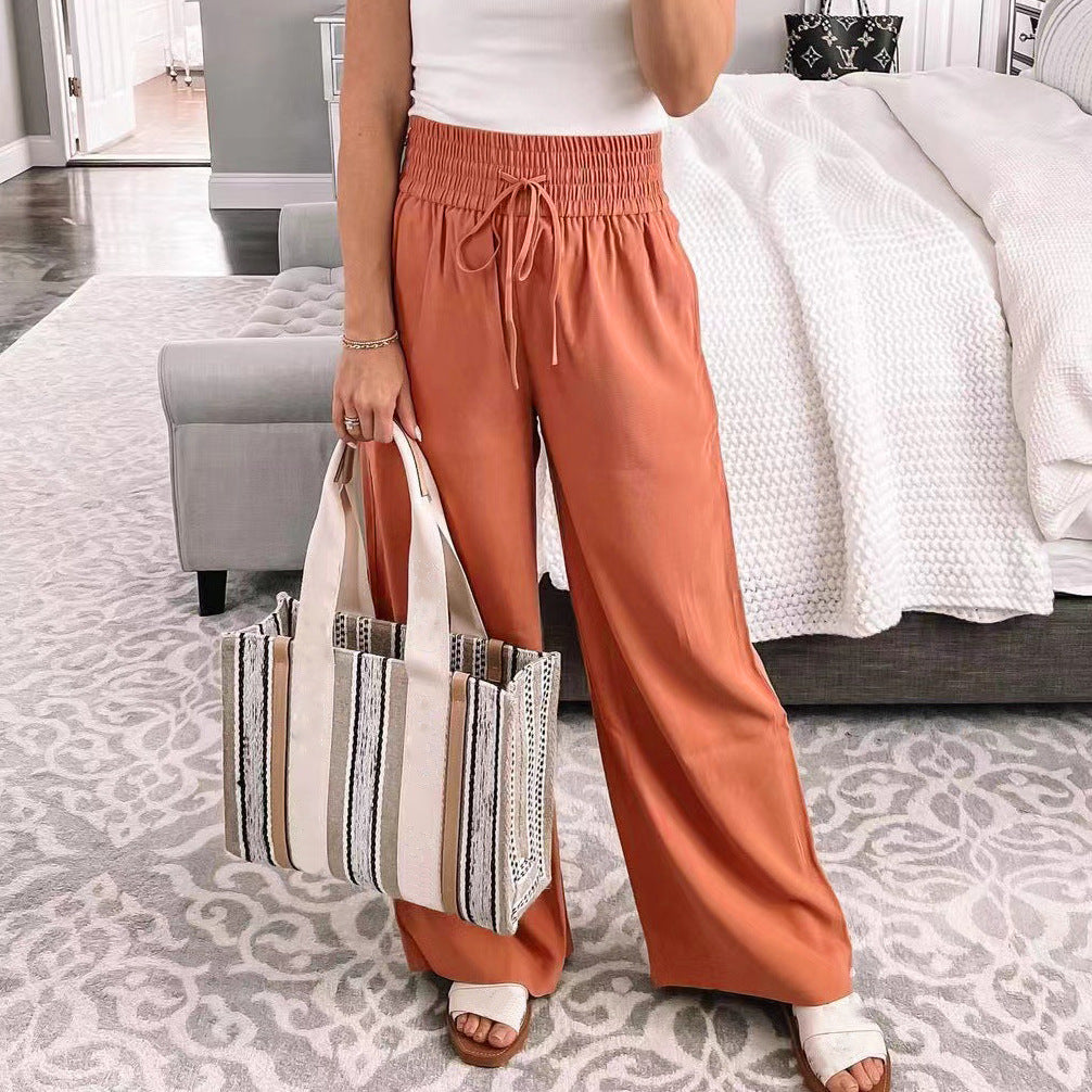 Damen Palazzo‑Hose aus fließendem Viskosemix mit hohem Smockbund und Tunnelzug Shop Nory