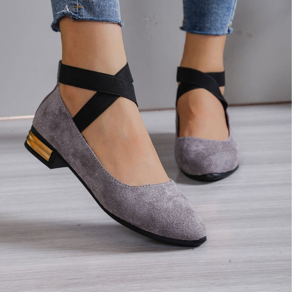 Damen Elegante Ballerinas mit elastischem Riemchen