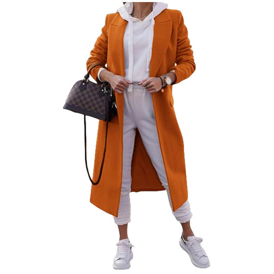 Damen modischer Oversize-Mantel mit elegantem Revers und praktischen Taschen