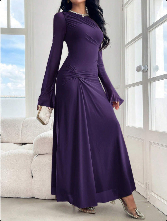 Damen Maxikleid mit geraffter Taillenpartie und Glockenärmeln Shop Nory