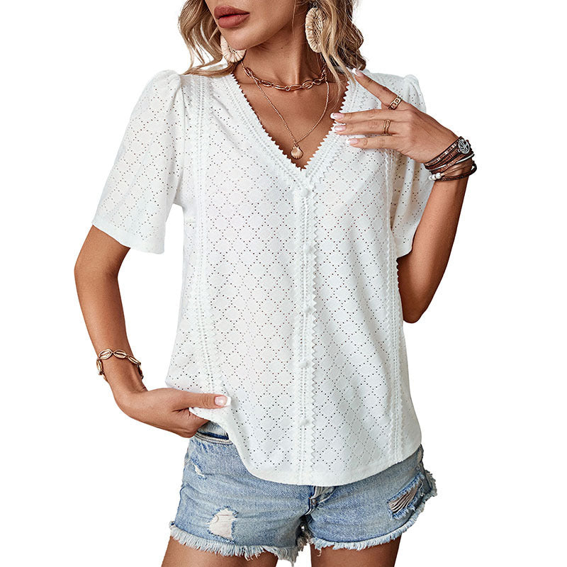 Damen Elegantes Oberteil mit Spitzenapplikation Shop Nory