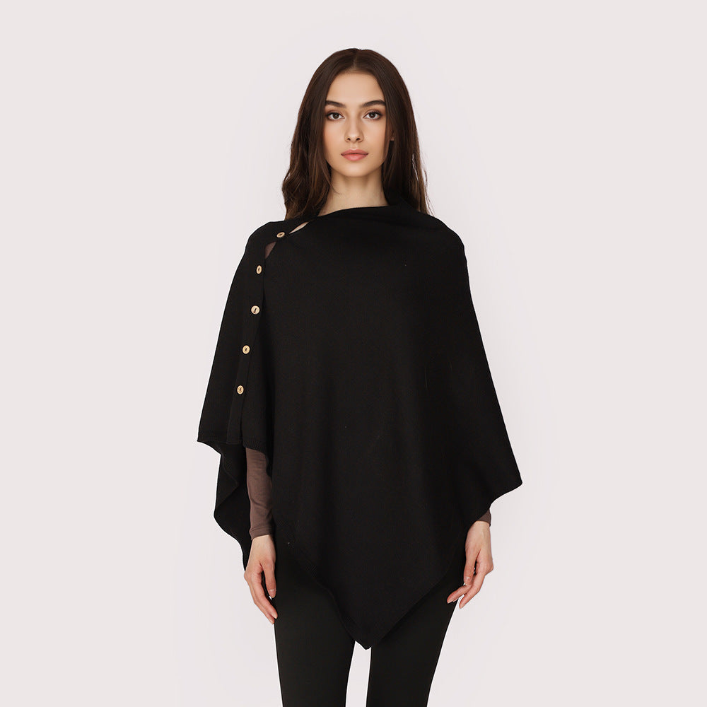 Damen Jacquard Überwurfcape aus feinem Strick mit Paisley-Bordüre Shop Nory
