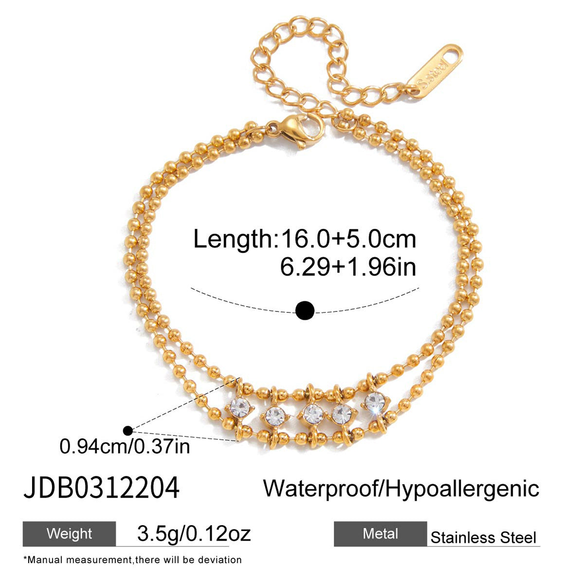 Damen Edelstahl-Armband mit Glitzer-Akzenten Shop Nory