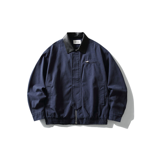 Herren Kurz geschnittener Boxy‑Blouson mit kontrastierendem Lederkragen Shop Nory
