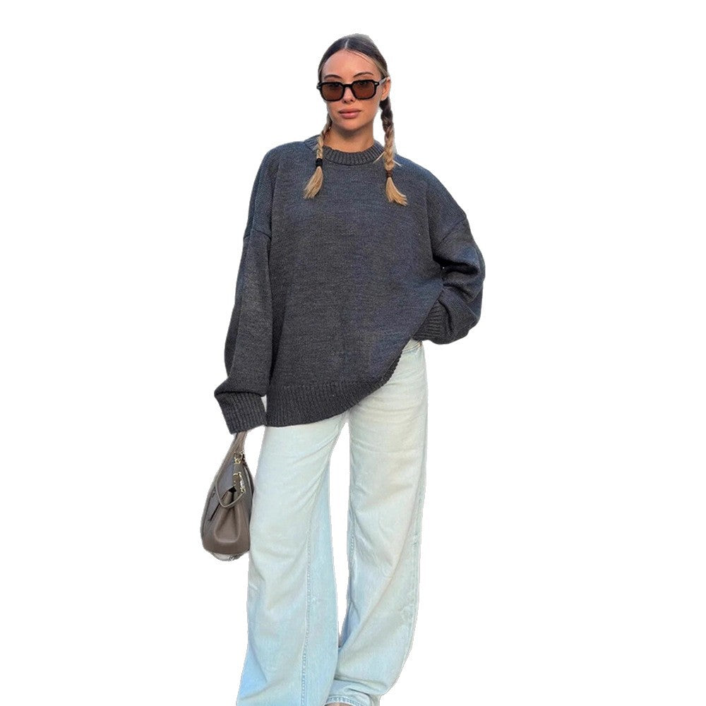 Damen Oversize-Feinstrickpullover mit Rundhalsausschnitt & verlängerten Manschetten Shop Nory
