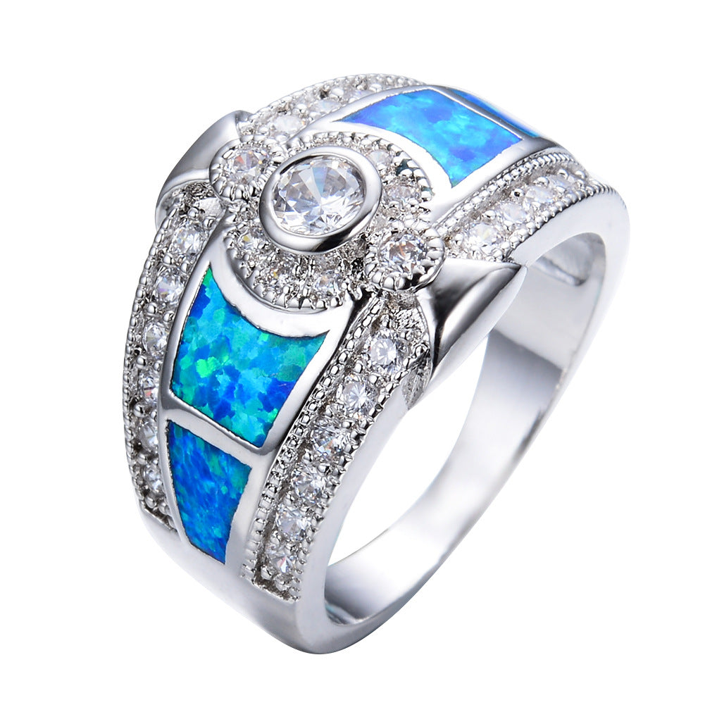 Damen Ring mit funkelndem Opal und exquisiten Zirkonia-Verzierungen Shop Nory