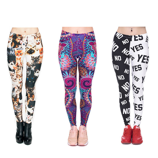 Damen Leggings mit Einhorn-Print, Verlaufsmuster und hohem Komfortbund Shopy Nory