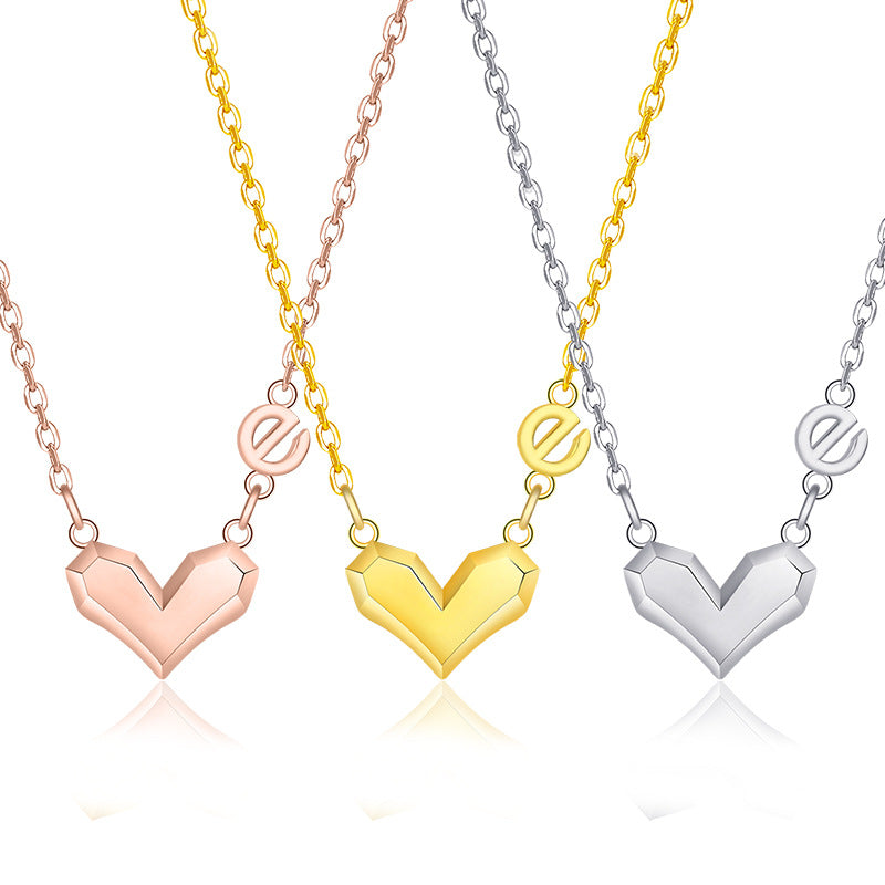 Damen Halskette mit herzförmigem Anhänger im modernem, geometrischem Design Shop Nory