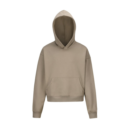 Damen nan kurzgeschnittener Boxy-Kapuzenpullover mit Kängurutasche und geripptem Komfortbund Shop Nory