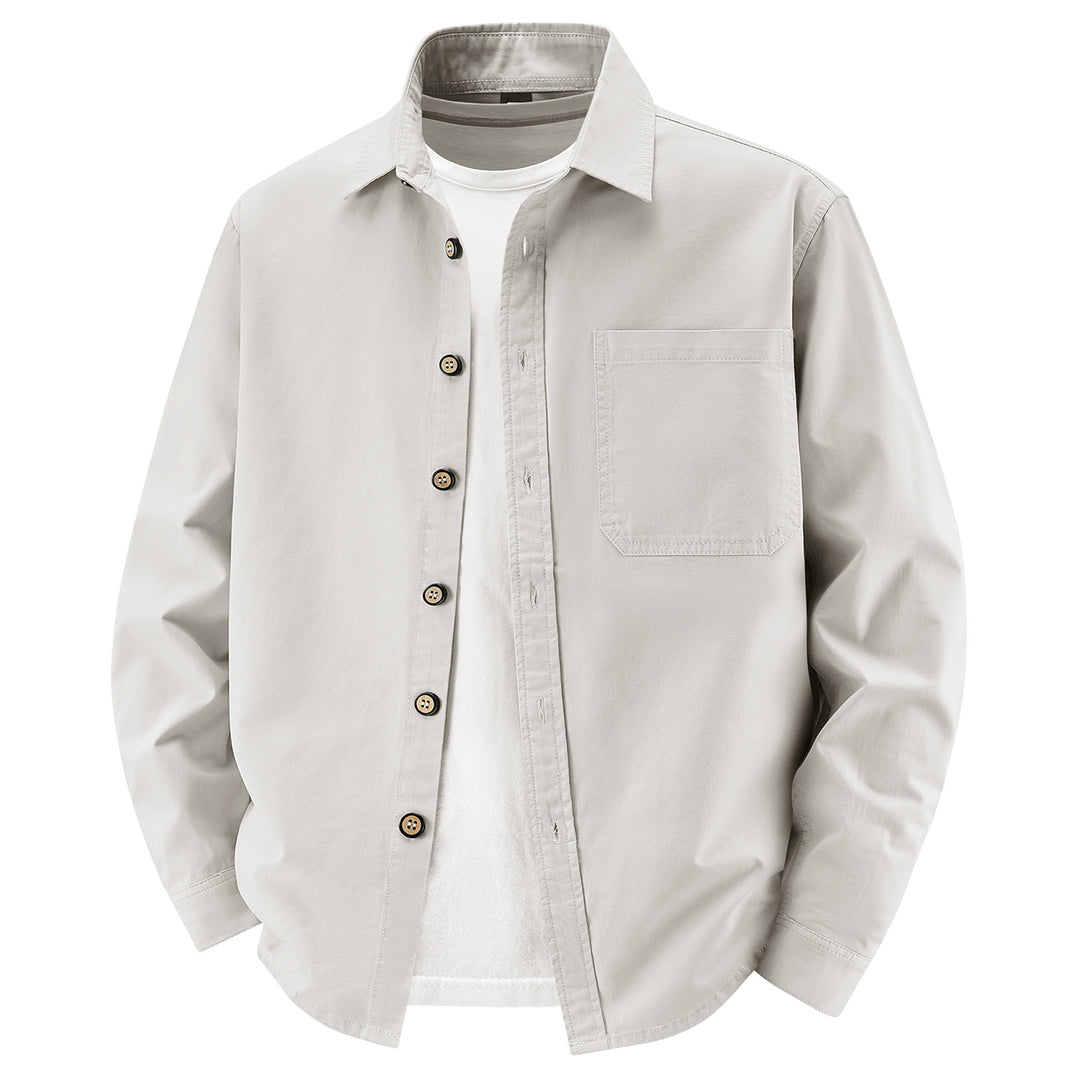 Herren lockere Overshirt-Jacke aus Baumwollmix mit Brusttasche und durchgehender Knopfleiste Shop Nory