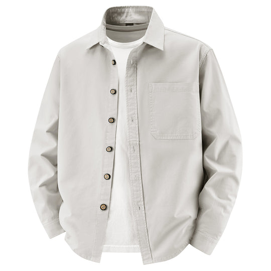 Herren lockere Overshirt-Jacke aus Baumwollmix mit Brusttasche und durchgehender Knopfleiste Shop Nory