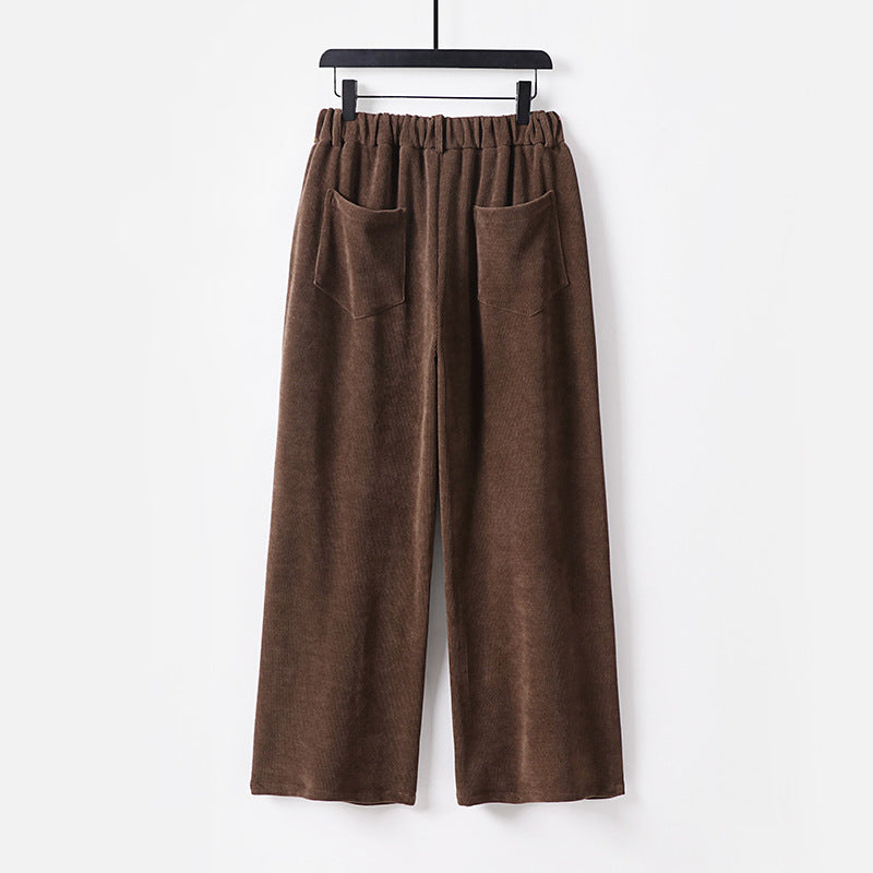 Damen Weite Cordhose mit hoher Taille, Bundfalten und Eingrifftaschen Shop Nory