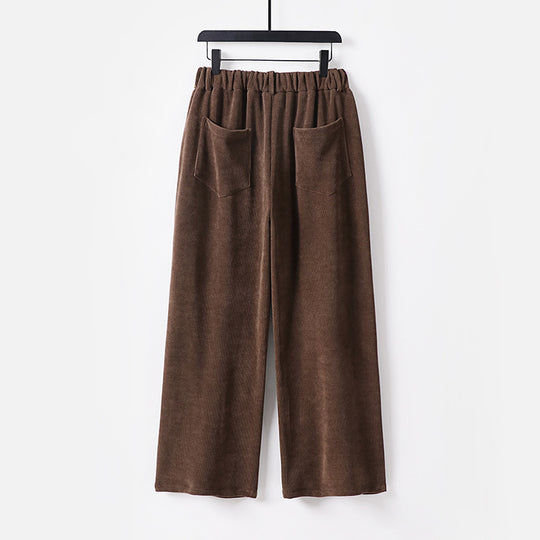Damen Weite Cordhose mit hoher Taille, Bundfalten und Eingrifftaschen Shop Nory