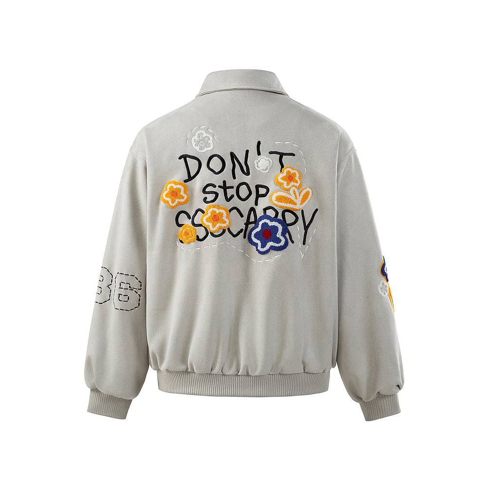 Unisex Boxy‑Blousonjacke mit gestickten Blumenpatches und elastischem Saum Shop Nory