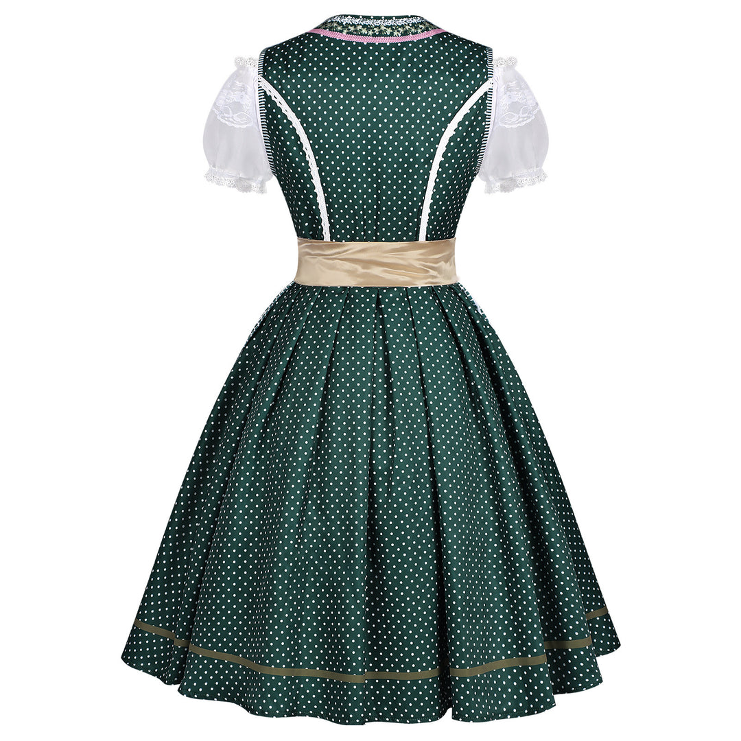 Damen nan traditionelles Trachten-Dirndl mit geschnürter Corsage, Spitzenärmeln und schwingendem Tellerrock Shop Nory