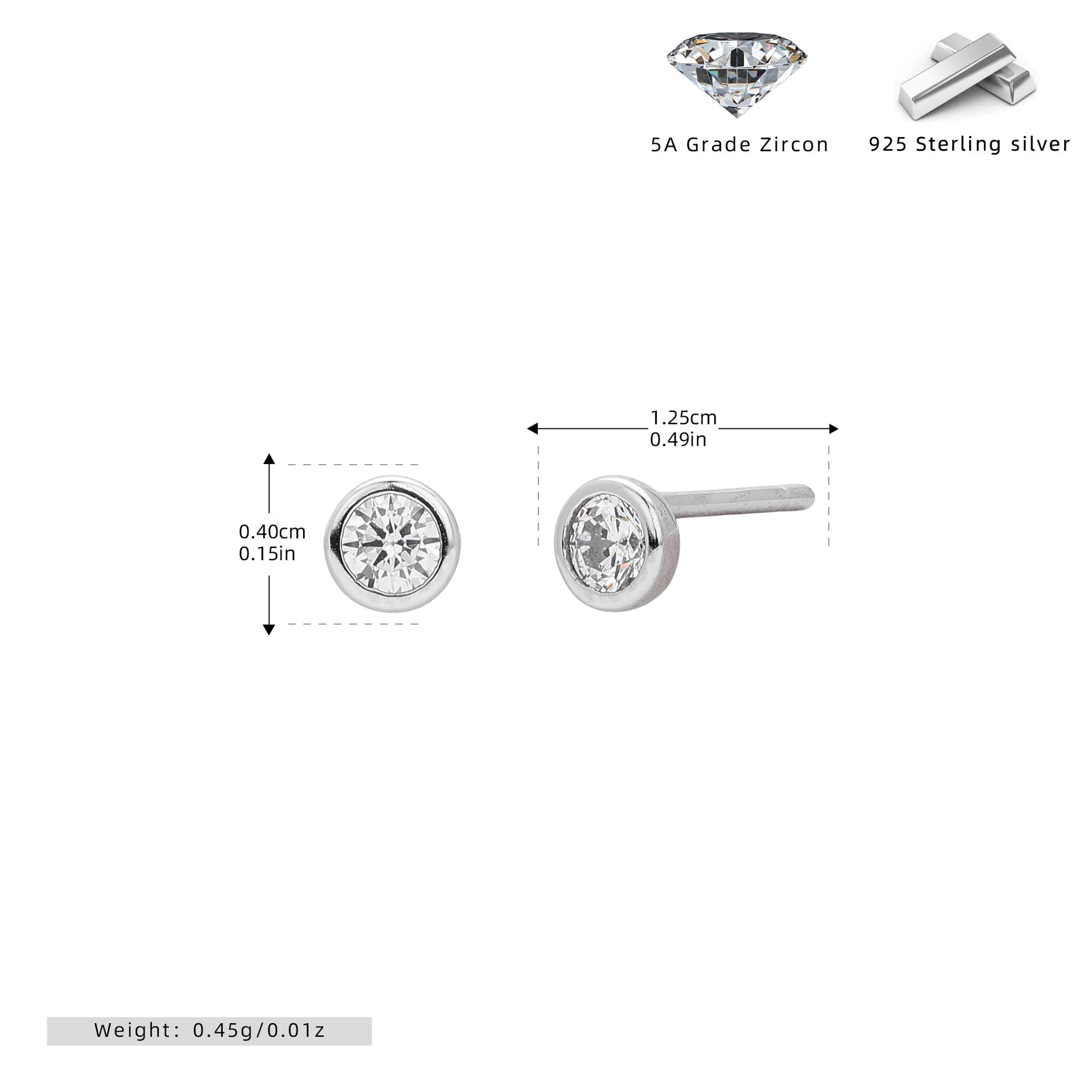 Damen Ohrstecker aus 925 Sterling Silber mit funkelnden 5A Zirkonsteinen Shop Nory