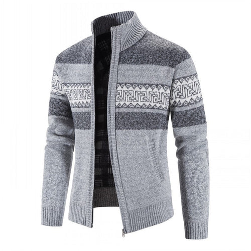 Herren Strickjacke mit hohem Kragen und attraktiven Mustern Shopnory