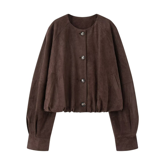 Damen Modische und lässige Suedejacke